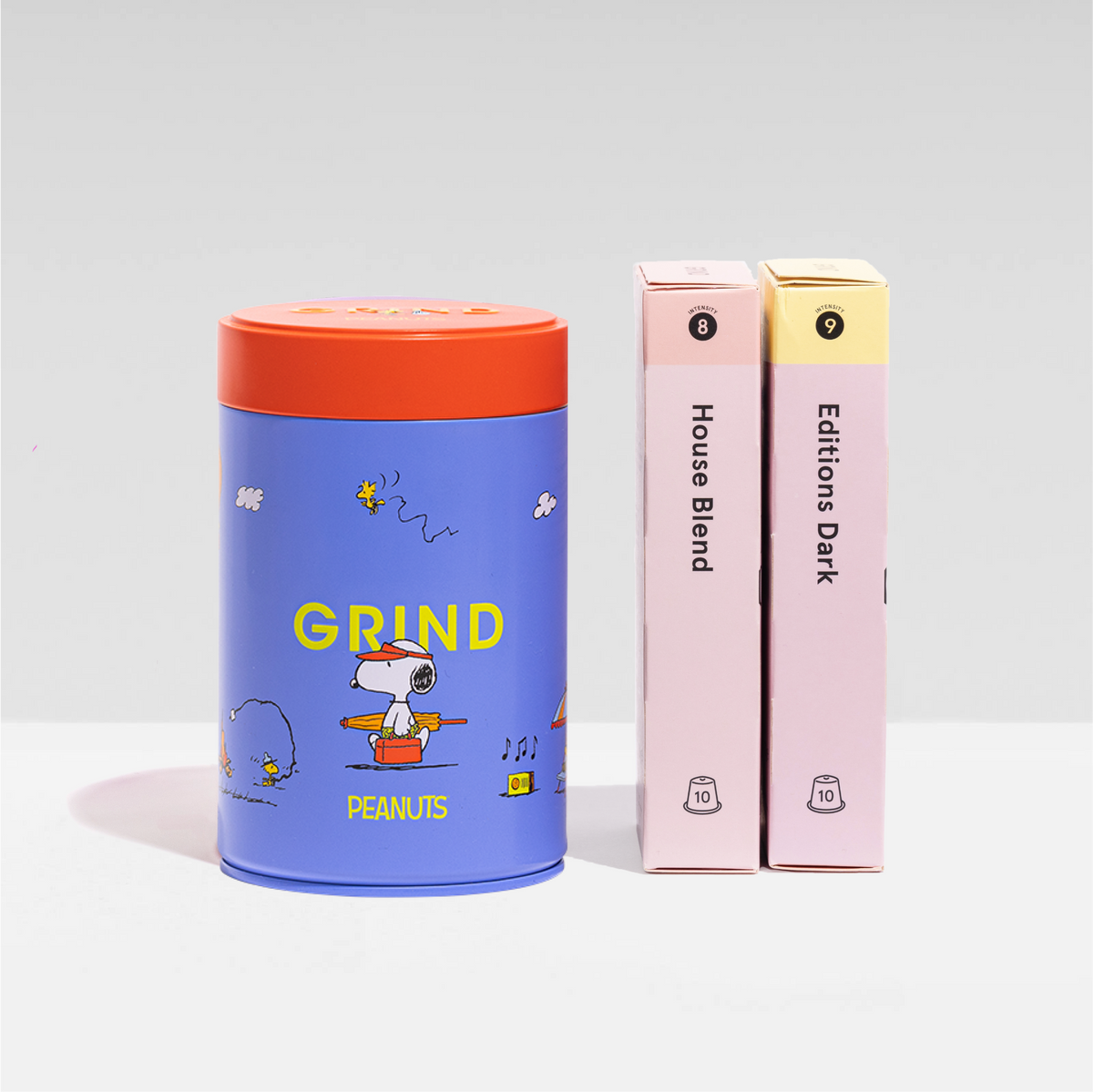 Grind x Peanuts Tin of Compostable Coffee Pods