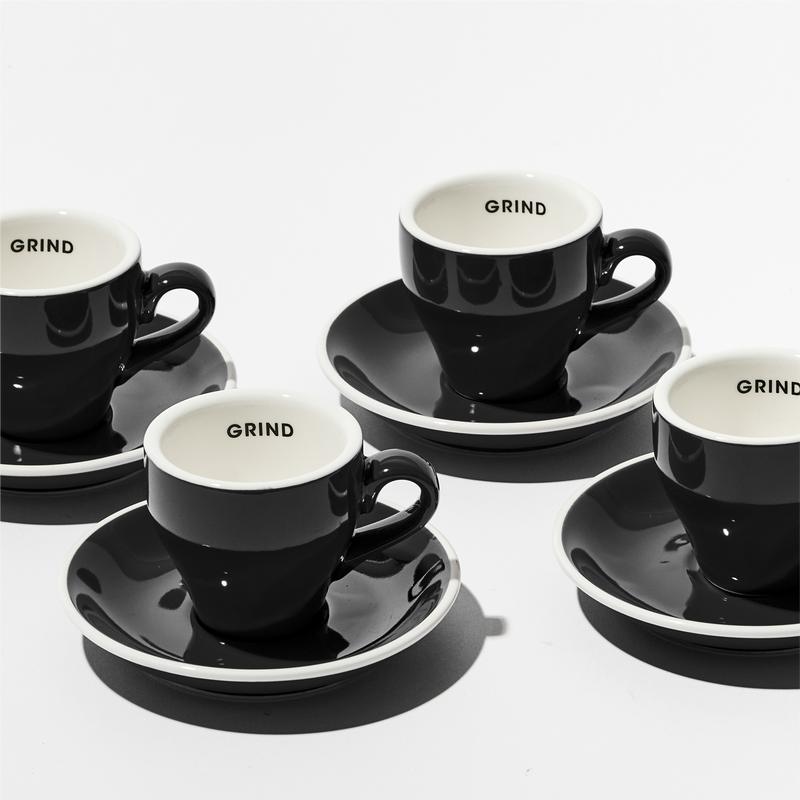 Black Coffee Cups and Saucers image