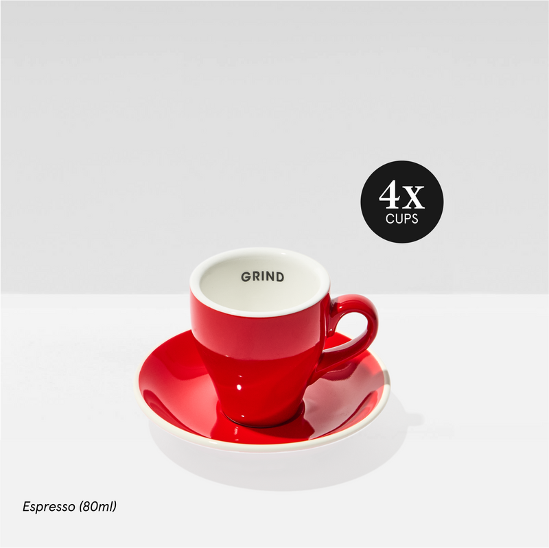 Red Coffee Cups and Saucers image