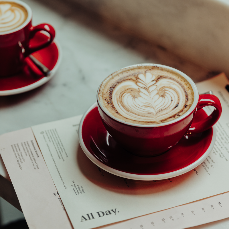 Black Coffee Cups and Saucers image