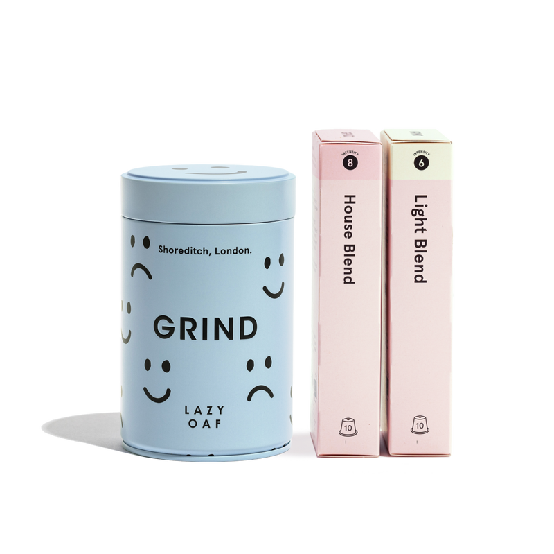 Grind x Lazy Oaf Tin of Compostable Coffee Pods image